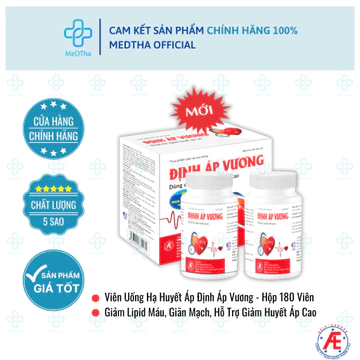 Định Áp Vương - Hỗ Trợ Làm Giảm Lipid Máu, Giãn Mạch, Hỗ Trợ Giảm Huyết Áp Cao (Hộp 180 Viên)