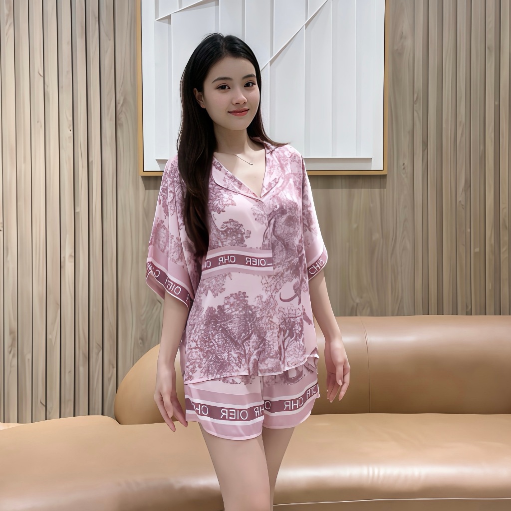 Đồ ngủ nữ pijama mặc nhà set bộ đồ ngủ pyjama Hisexy Lụa Latin cộc