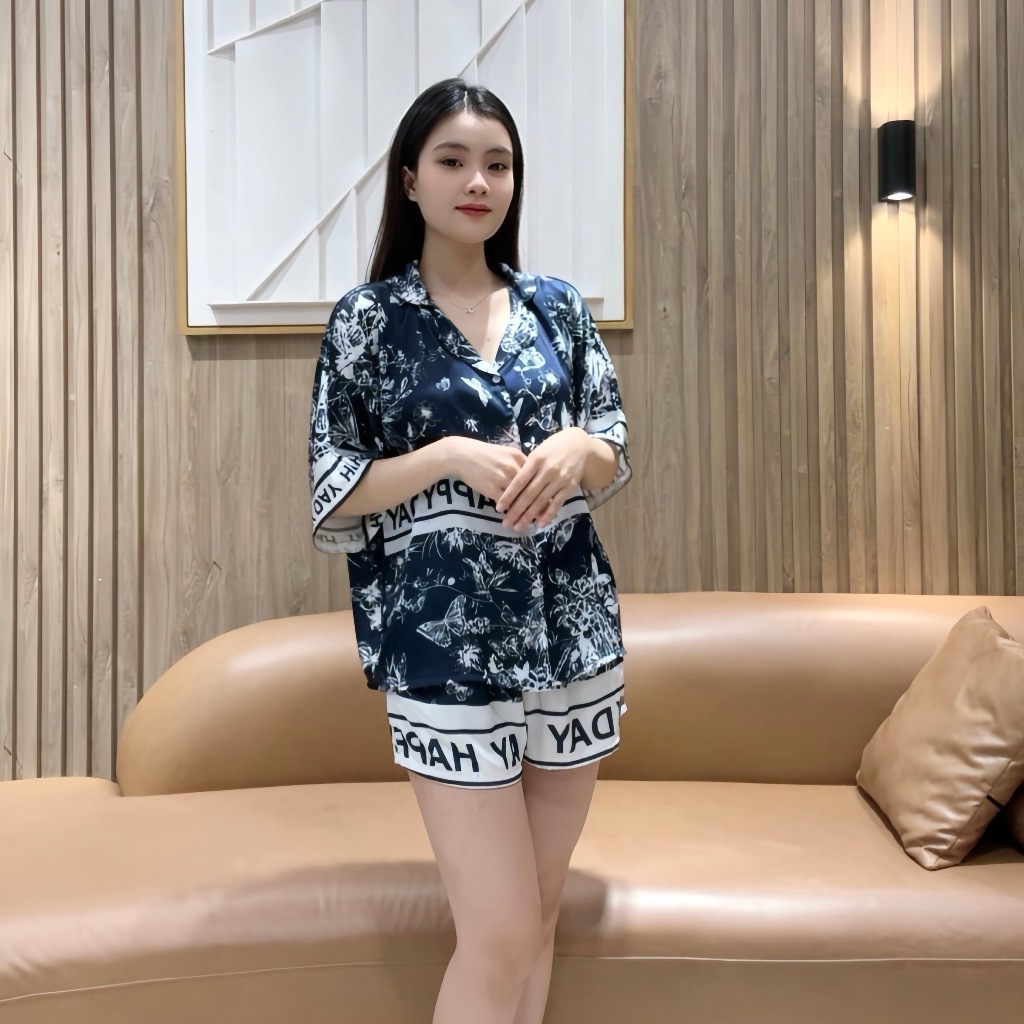 Đồ ngủ Đồ ngủ nữ pijama mặc nhà set bộ đồ ngủ pyjama Hisexy Lụa Latin cộc