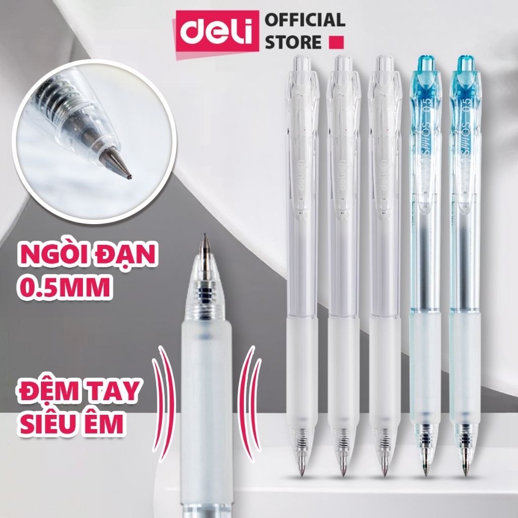 Bút Gel Bút Bi Nước Mực Màu Đen Deli Phù Hợp Viết Sổ Calligraphy Ngòi 0.5mm Dành Cho Văn Phòng Học Sinh
