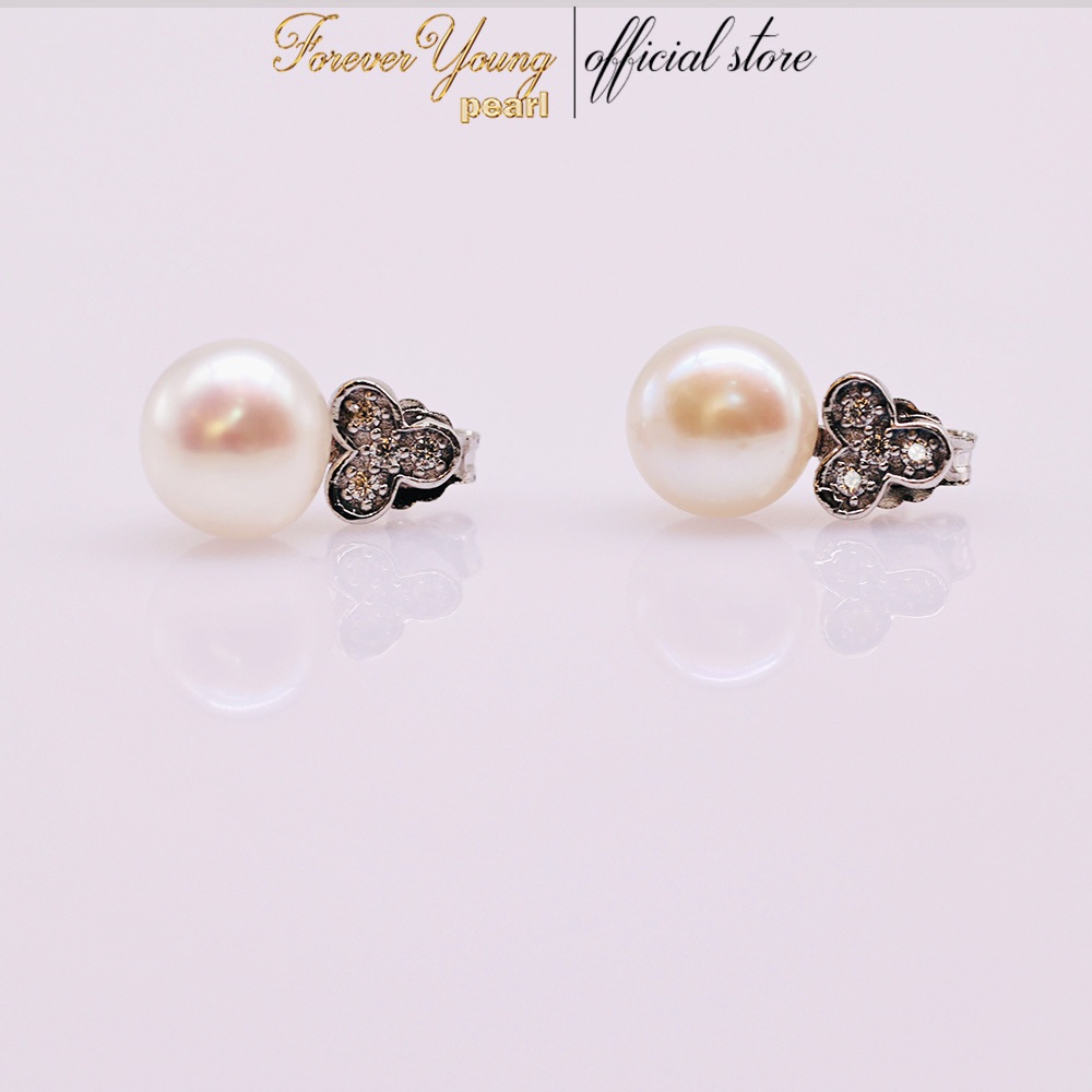 Mã BT90. Bông Tai Ngo Trai Nuôi Nước Ngọt Dày 7-8 Li . Forever Young Pearl