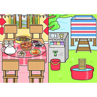 Đồ chơi bóc dán Tết sum vầy, nhà búp bê Gacha / 4 em búp bê chuẩn bị đón tết
