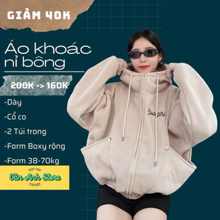 Áo Khoác Nỉ Bông Form Boxy Thêu Coolgirl Form Dài Rộng, 4 Túi Form 40-70kg Mặc Đẹp Top Jacket Women