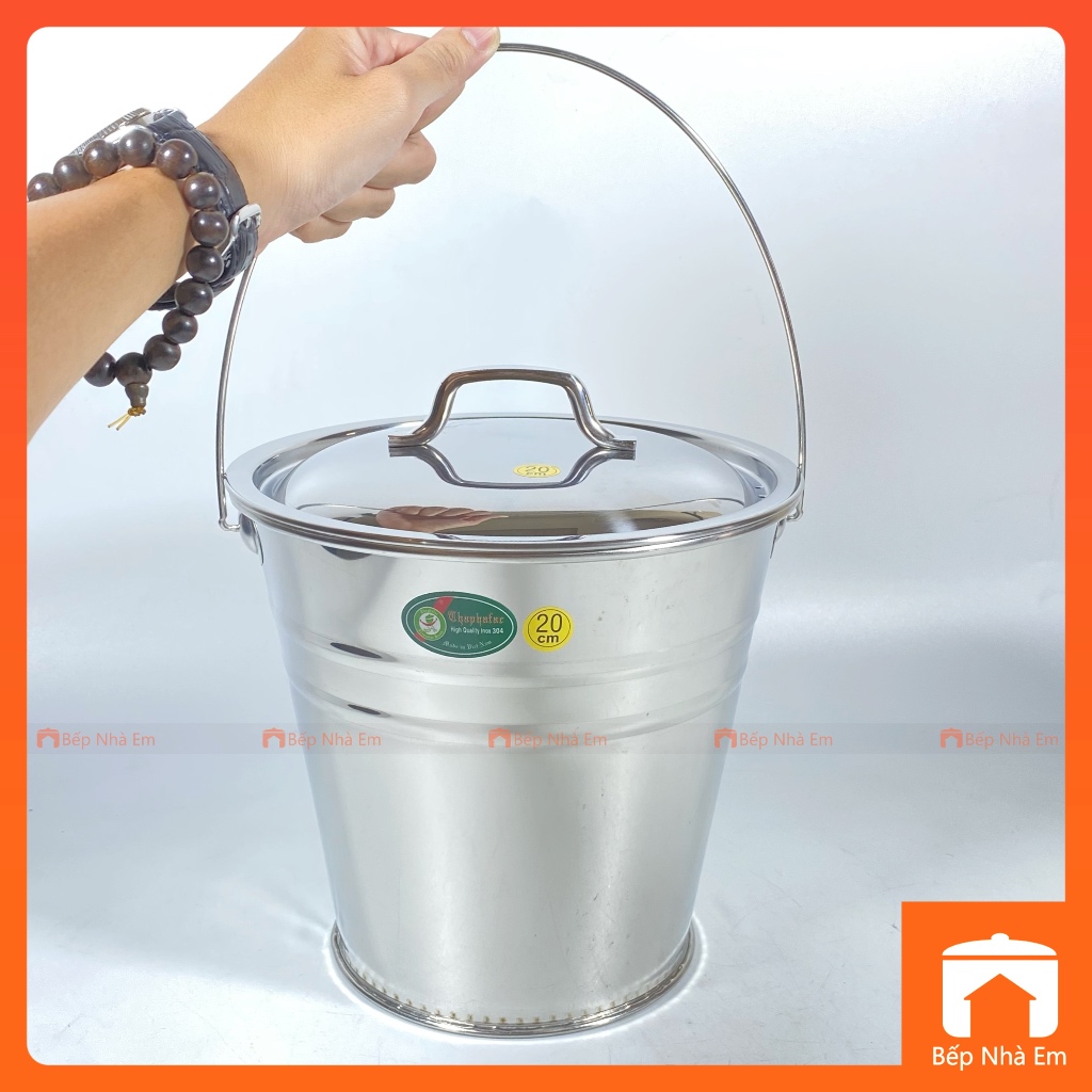Xô Inox 304 Cao Cấp 20cm Có Nắp - Hàng Việt Nam Sản Xuất | Shopee Việt Nam