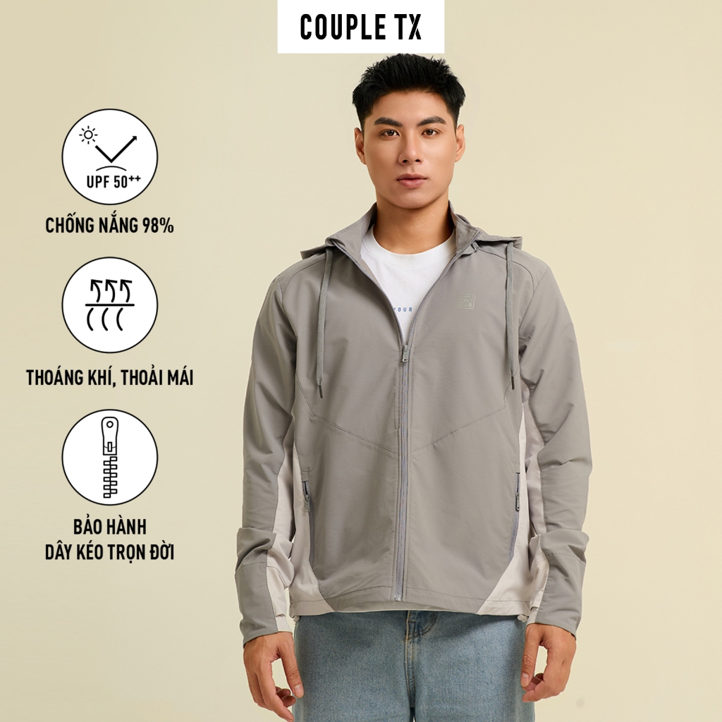 Ảnh Áo Khoác Dù UV Pro Nam Chống Nắng Couple TX Phối Màu Sun Mate Nón Tháo Rời MOK 1061 4