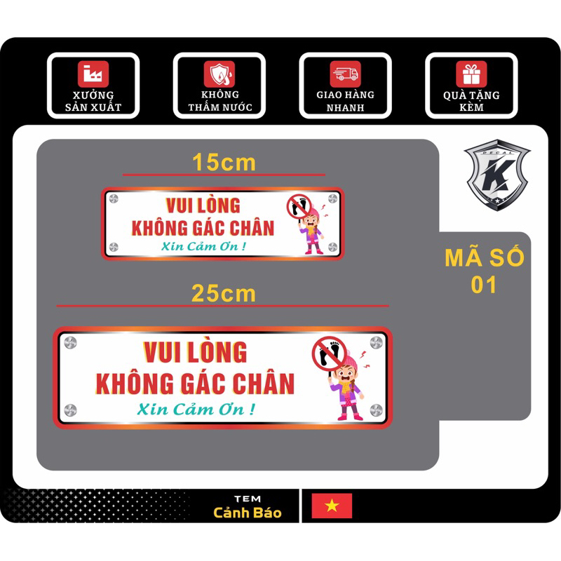 Tem cảnh báo không gác chân ôtô