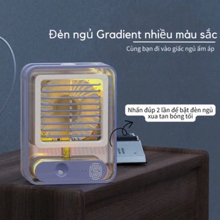 Quạt Hơi Nước Mini Để Bàn - Quạt Phun Sương Sạc Tích Điện Trong Suốt 3 Cấp Độ Gió , Cảm Ứng NANO - Tiện lợi
