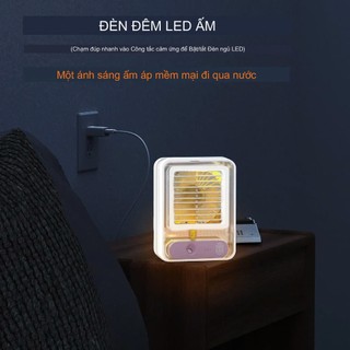 Quạt Hơi Nước Mini Để Bàn - Quạt Phun Sương Sạc Tích Điện Trong Suốt 3 Cấp Độ Gió , Cảm Ứng NANO - Tiện lợi