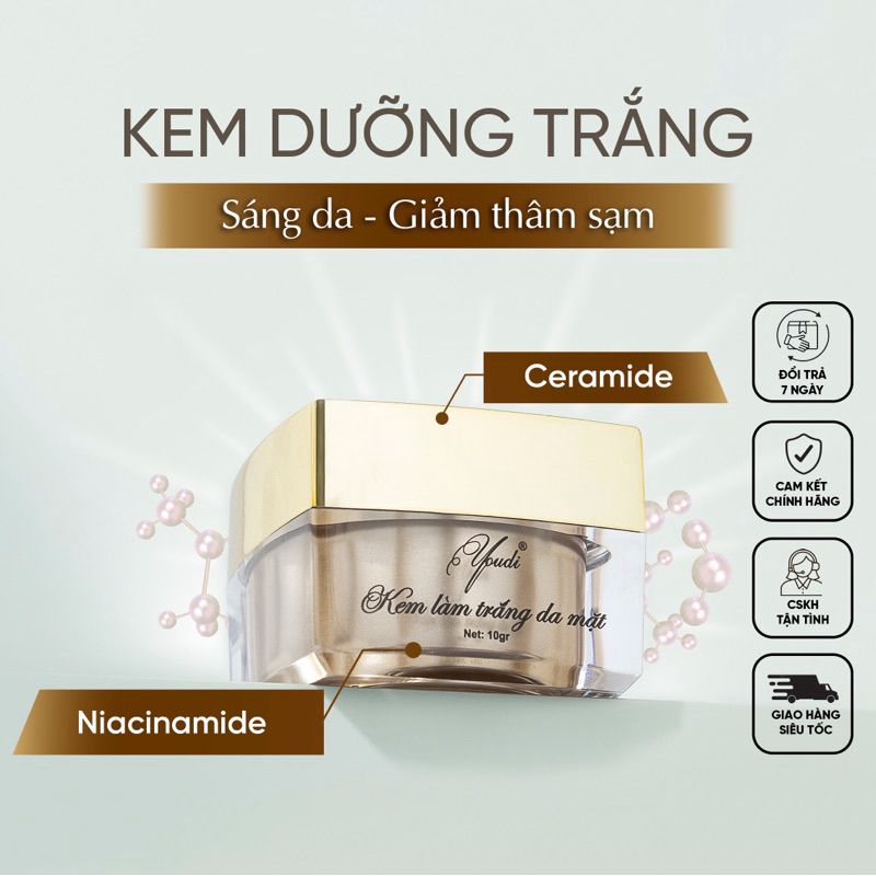 Kem dưỡng trắng da YOUDI giữ ẩm mờ thâm sạm se khít lỗ chân lông 10g