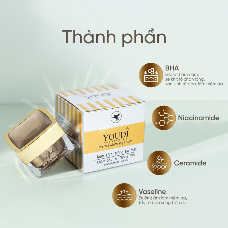 Kem dưỡng trắng da YOUDI giữ ẩm mờ thâm sạm se khít lỗ chân lông 10g