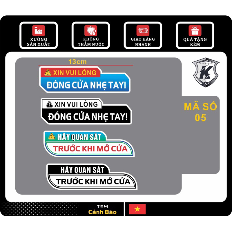 Tem cảnh báo đóng mở cửa ôtô