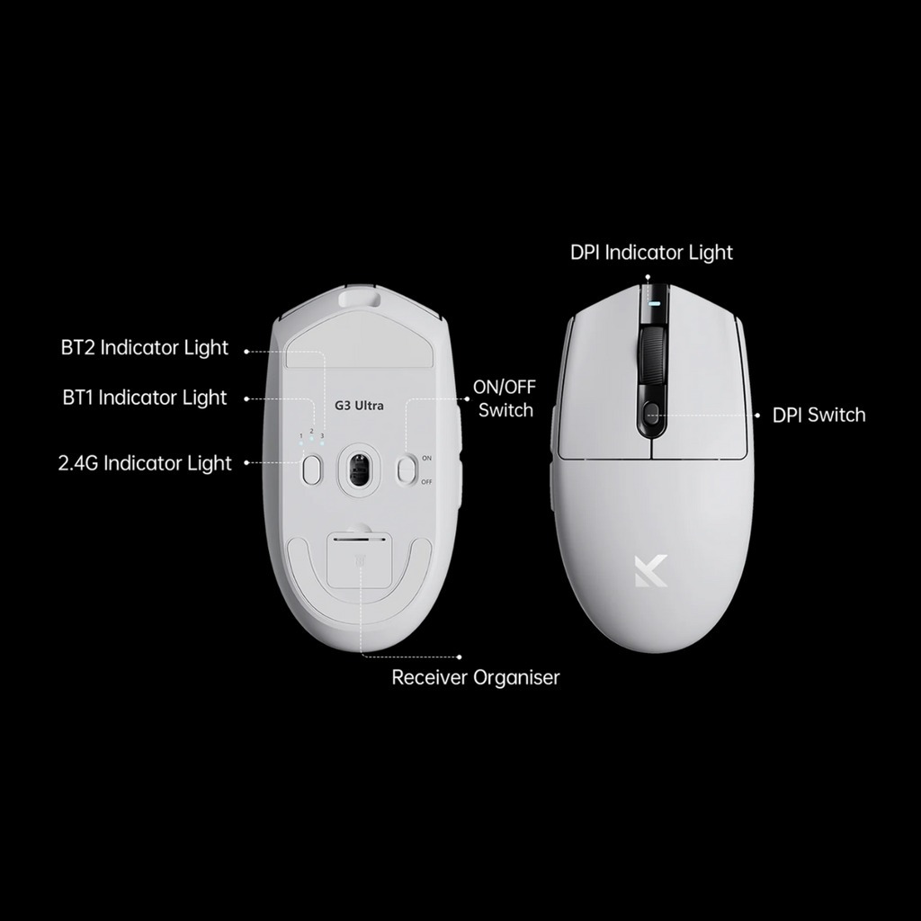 Chuột không dây bluetooth Mchose G3 V2 - 3 mode kết nối - DPi 12000 - Chip 3311 - Pin 800mah | BigBuy360 - bigbuy360.vn