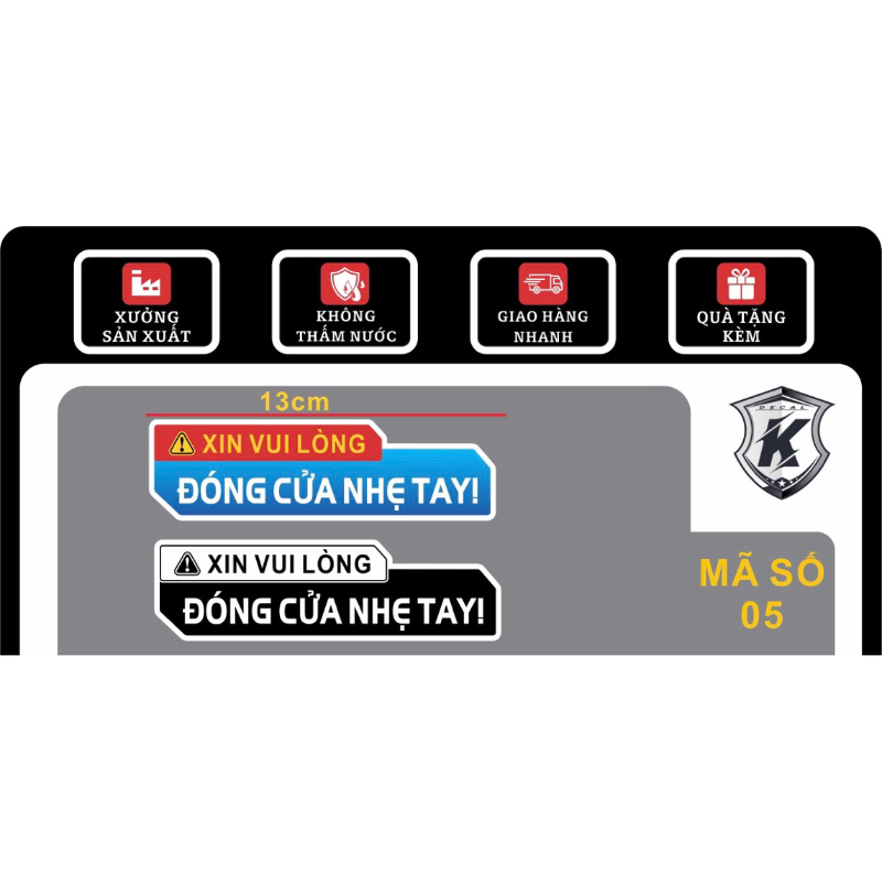 Tem cảnh báo đóng mở cửa ôtô