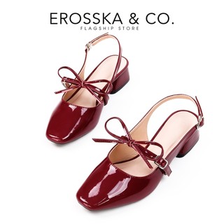 Erosska Lumina - Giày cao gót nữ lolita, quai ngang thắt nơ màu bạc cao 4cm - EL037