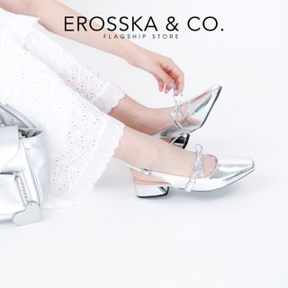EROSSKA - Giày cao gót nữ mũi tròn phối nơ thanh lịch màu đỏ cao 4cm - EL037