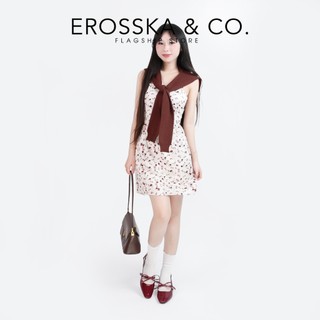 EROSSKA - Giày cao gót nữ mũi tròn phối nơ thanh lịch màu đỏ cao 4cm - EL037