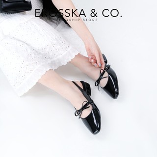 EROSSKA - Giày cao gót nữ mũi tròn phối nơ thanh lịch màu đỏ cao 4cm - EL037