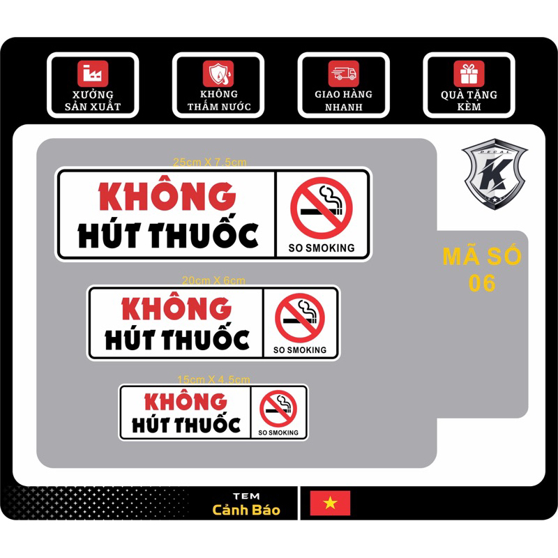 Tem cảnh báo không hút t.h.u.ố.c ôtô