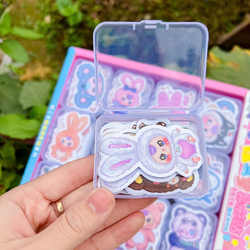 Set 10 hộp sticker mini BABY THREE, CAPY BARA mỗi hộp 10 hình