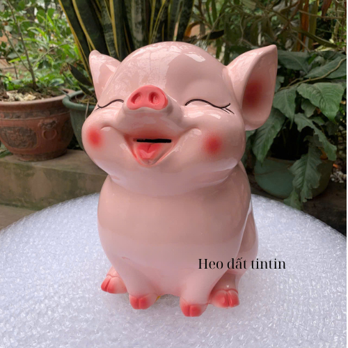 Heo đất tiết kiệm Hot hit 3D size vừa cao 20cm-lợn đất ống tiết kiệm quà tặng trang trí decor LĐ54