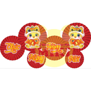 SET QUẠT ĐỎ 3D MẪU CHÚC MỪNG NĂM MỚI HÌNH CHÚ RẮN ( MẪU MỚI )