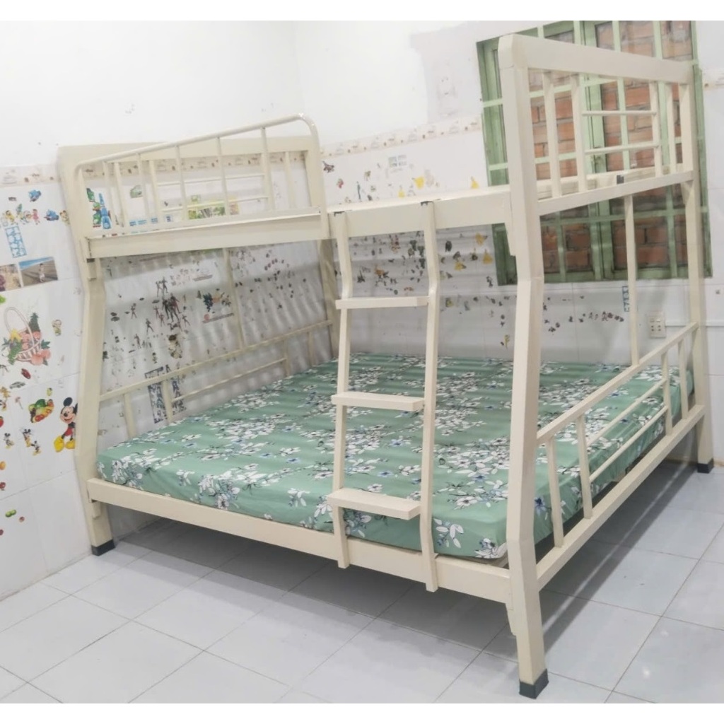 Giường 2 tầng sắt hộp dày dặn chắc chắn - giường 2 tầng sắt.