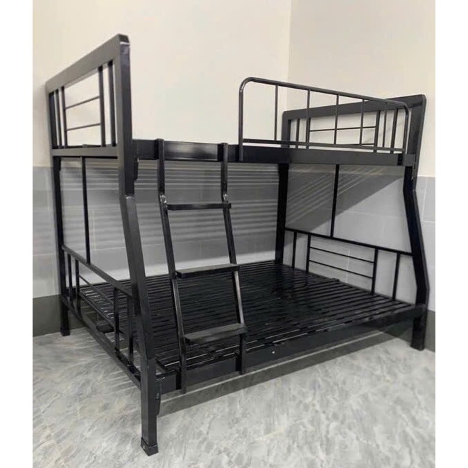 Giường 2 tầng sắt hộp dày dặn chắc chắn - giường 2 tầng sắt.