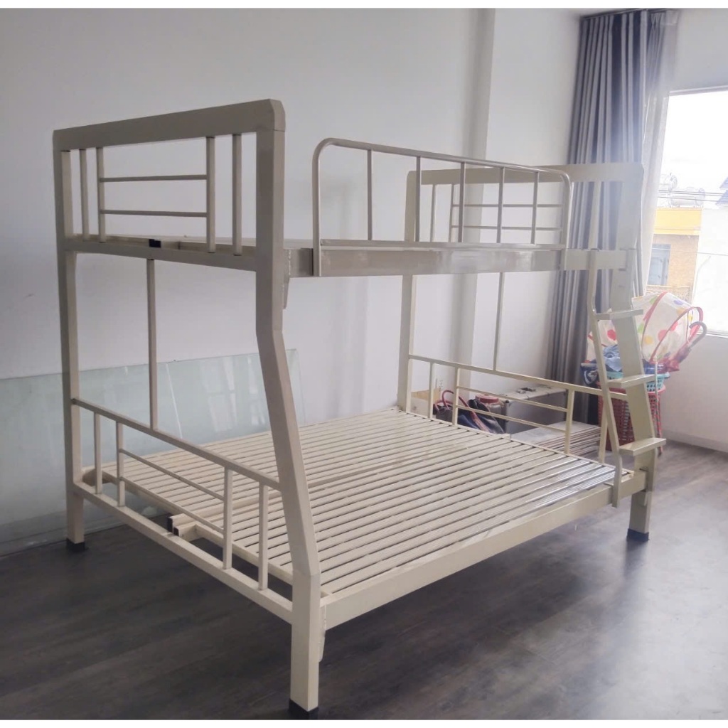 Giường 2 tầng sắt hộp dày dặn chắc chắn - giường 2 tầng sắt.