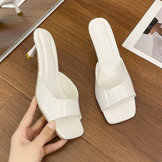 Dép Cao Gót Mũi Vuông Nhỏ Có Size To Nhẹ Nhàng Sang Chảnh Gót Cao 7Cm Hàng QC