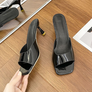 Dép Cao Gót Mũi Vuông Nhỏ Có Size To Nhẹ Nhàng Sang Chảnh Gót Cao 7Cm Hàng QC