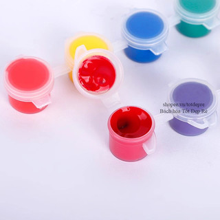 Vỉ 6 màu nước và 1 bút lông cho bé tô tượng  vẽ tranh lên giấy lên tường