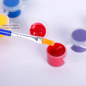 Vỉ 6 màu nước và 1 bút lông cho bé tô tượng vẽ tranh lên giấy lên tường