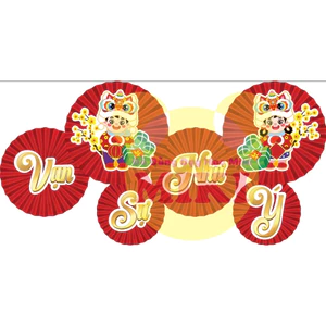 SET QUẠT ĐỎ 3D VẠN SỰ NHƯ Ý MẪU MỚI