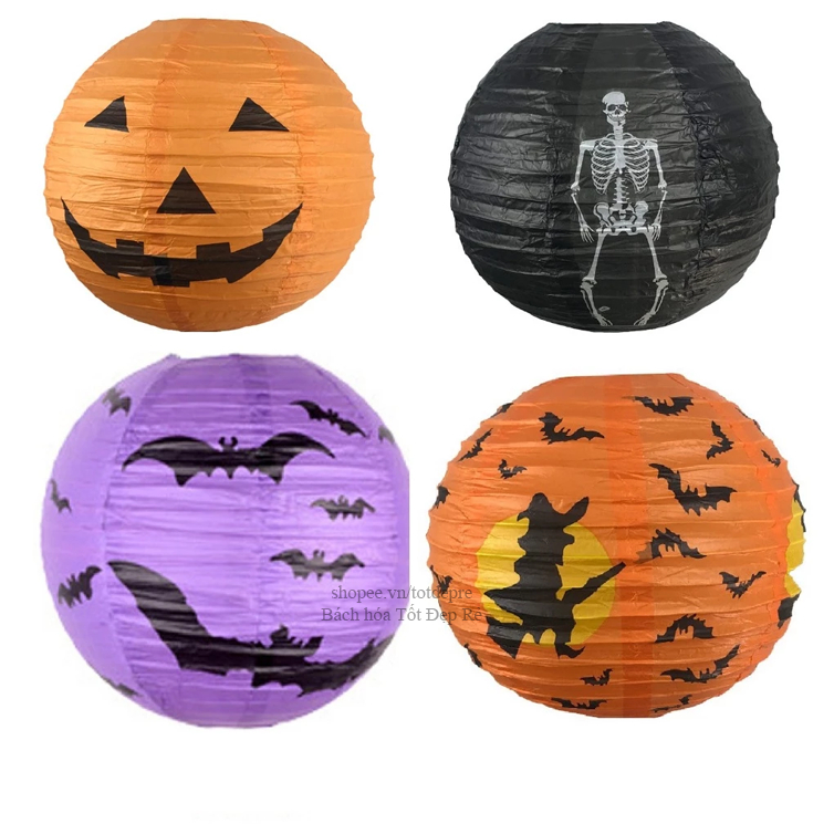 Đèn lồng giấy trang trí halloween kiểu tròn đường kính 20cm