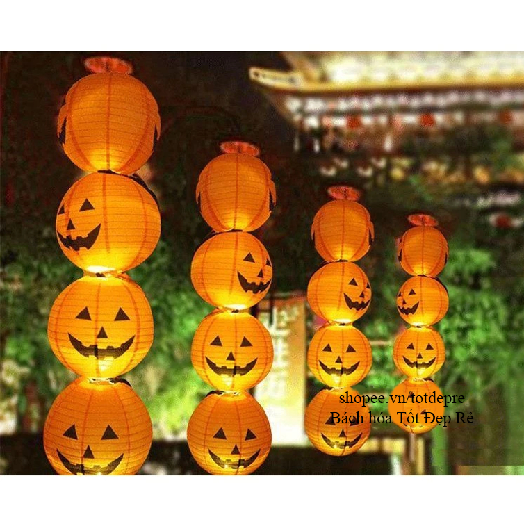 Đèn lồng giấy trang trí halloween kiểu tròn đường kính 20cm