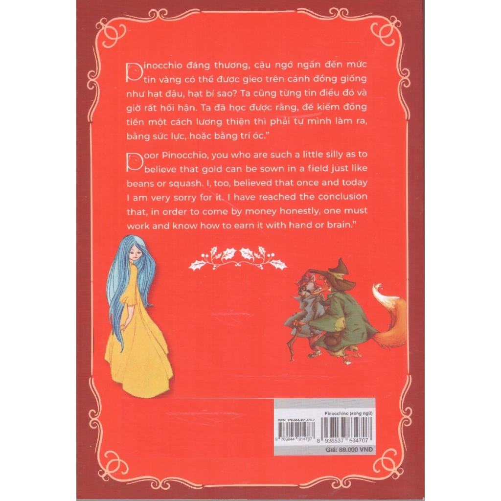 Sách Những cuộc phiêu lưu của Pinocchio (The Adventures Of Pinocchio) -  Song ngữ Anh Việt,tặng kèm file nghe & note từ