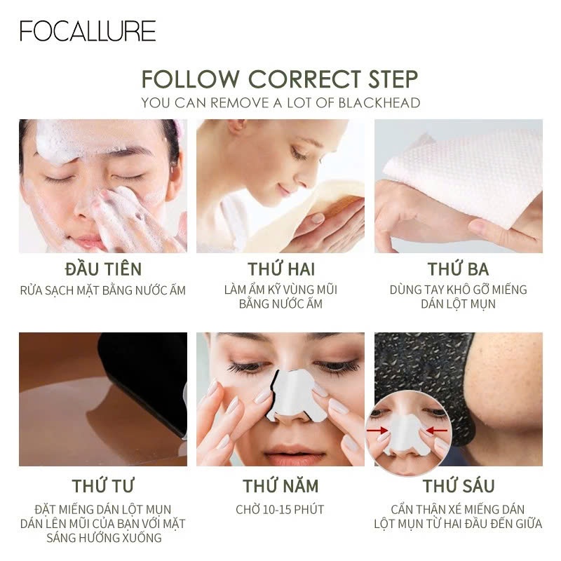 Ảnh Miếng dán mũi lột mụn đầu đen FOCALLURE làm sạch sâu 1