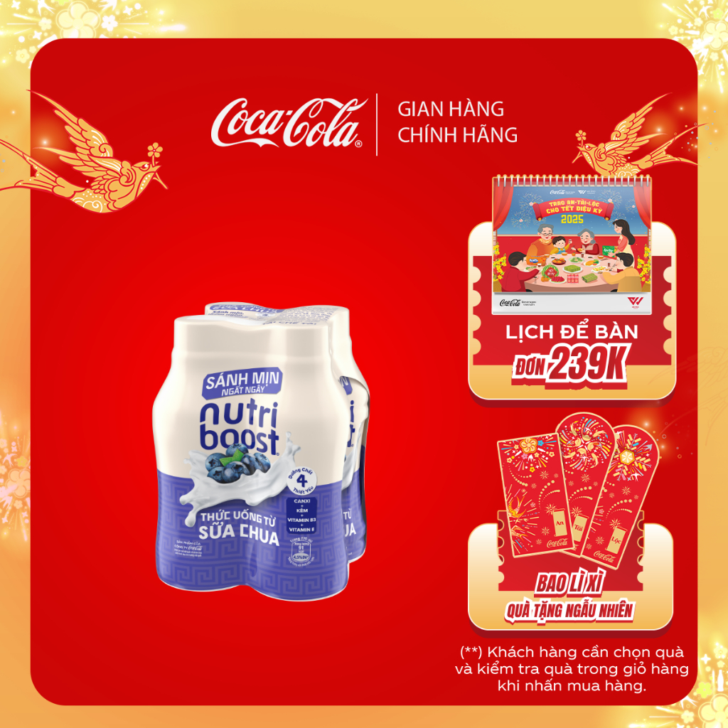 Lốc 4 Chai Thức Uống Nutriboost Vị Việt Quất 170ml/Chai Sale 15.1 Coca ...