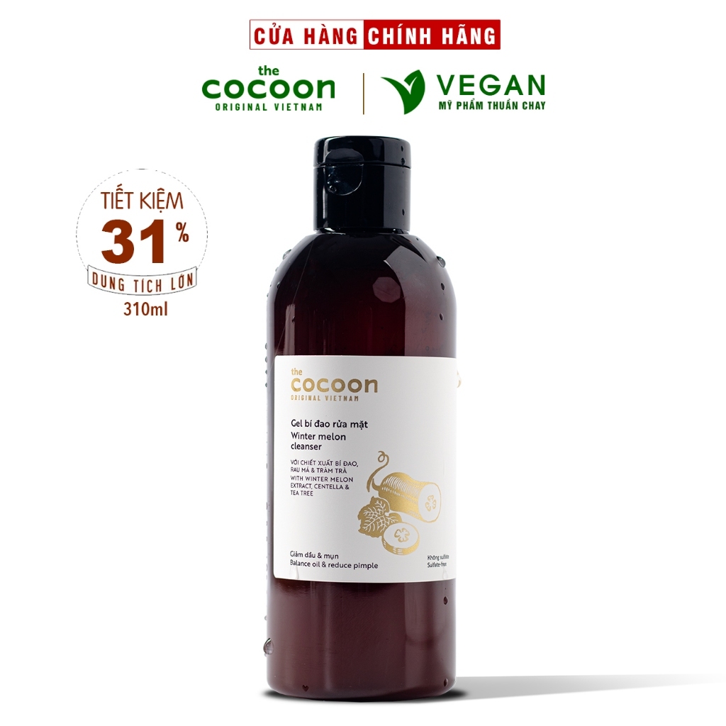 Ảnh BIGSIZE Gel bí đao rửa mặt cocoon 310ml thuần chay - VEGAN mỹ phẩm thuần chay 2