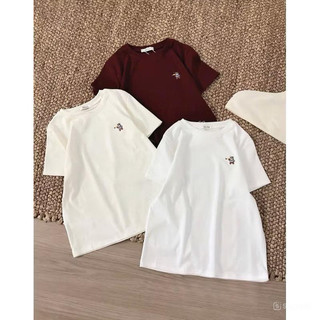 Áo Thun Thêu Gấu Chất Cotton Siêu Xinh, Áo Phông Nhiều Màu Thêu Gấu Nhỏ
