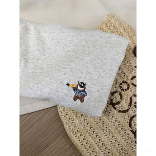 Áo Thun Thêu Gấu Chất Cotton Siêu Xinh, Áo Phông Nhiều Màu Thêu Gấu Nhỏ