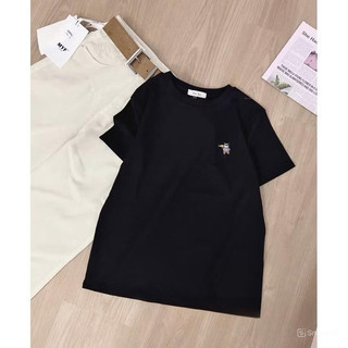 Áo Thun Thêu Gấu Chất Cotton Siêu Xinh, Áo Phông Nhiều Màu Thêu Gấu Nhỏ