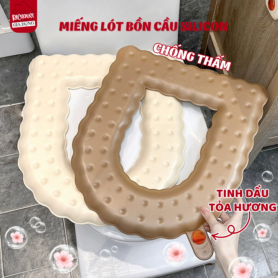 Tấm Lót Bồn Cầu Tích Hợp Tinh Dầu Tỏa Hương Thơm Chất Liệu Silicon EVA Êm Ái Chống Thấm Bốn Mùa