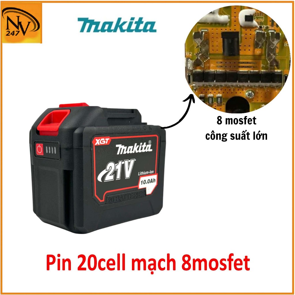 Pin 20 cell Makita Mạch 8 mosfet , pin đóng 20 cell dòng xả cao dùng ...