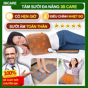 Tấm sưởi điện 3B Care T24 sưởi ấm đa điểm từng vị trí trên cơ thể, đệm sưởi điện vải nhung pha lê mềm mại