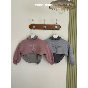 CANDIMIMI Set áo mũ cotton và croptop nỉ cotton - Phong cách Hàn QUốc