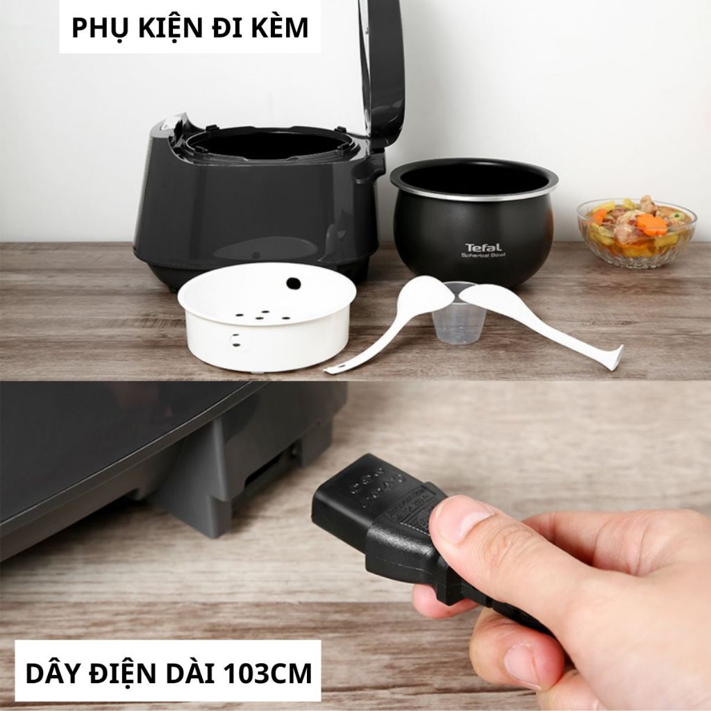 Nồi cơm điện tử Tefal RK736B68 1.8L - 750W - Công nghệ Fuzzy Logic - Bảo hành chính hãng 24 tháng