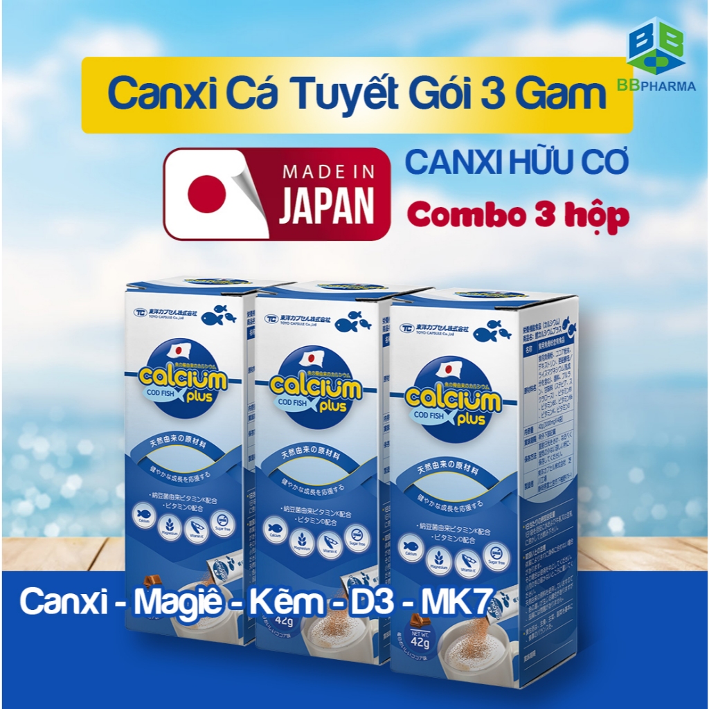 (Chính Hãng) CB3 Canxi Cá tuyết Plus Nhật dạng gói canxi hữu cơ kèm ...