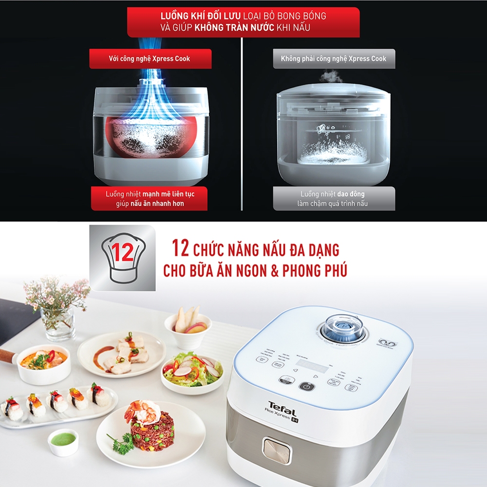 Nồi cơm điện tử cao tần Tefal RK762168 1.5L - Công suất 1200W - Bảo hành chính hãng 24 tháng