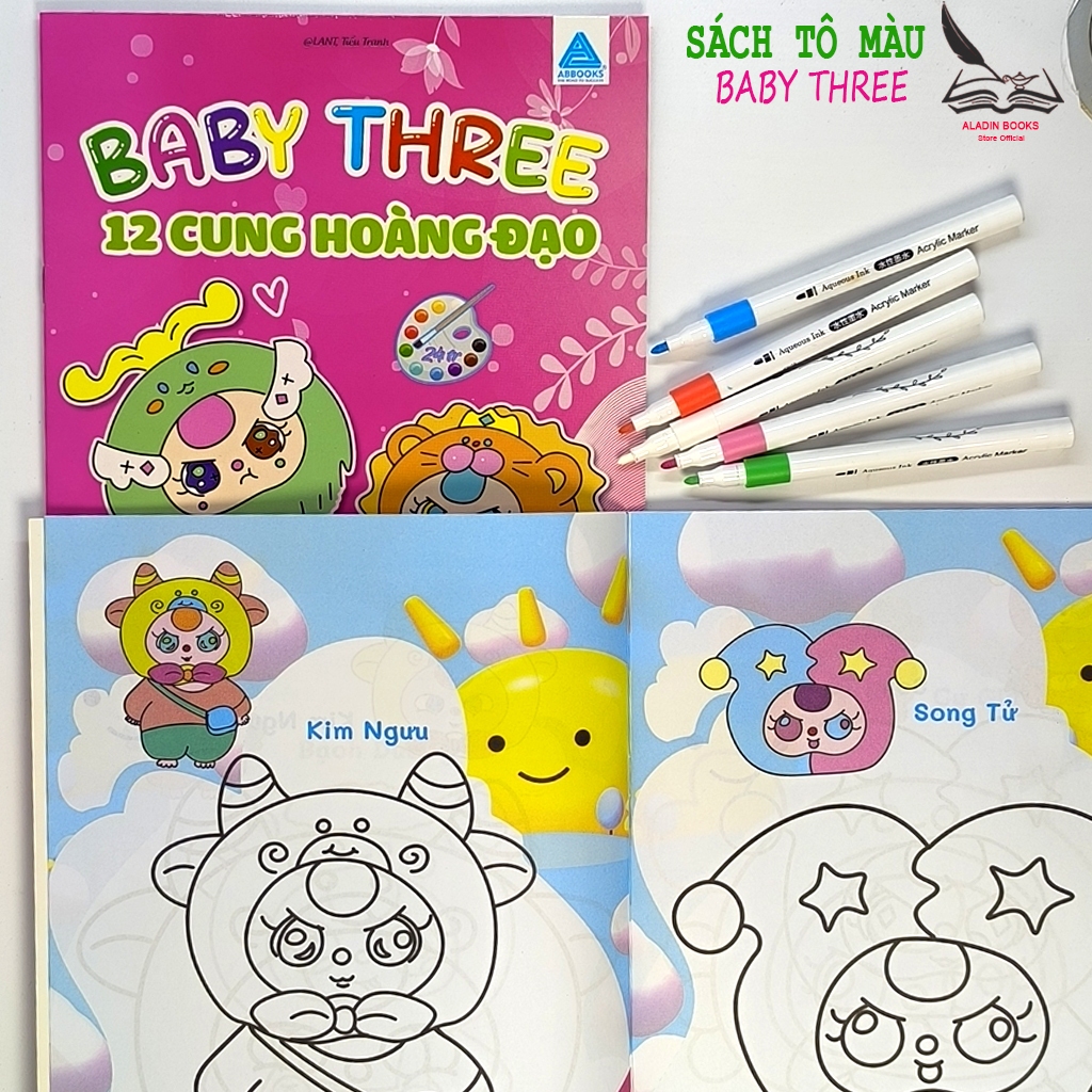Sách Tô Màu Baby Three Cho Bé Hành Trình Sáng Tạo Và Khám Phá